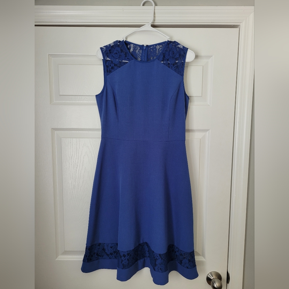 NWOT Anne Klein Blue Royal Midi Lace Dress SIZE 8